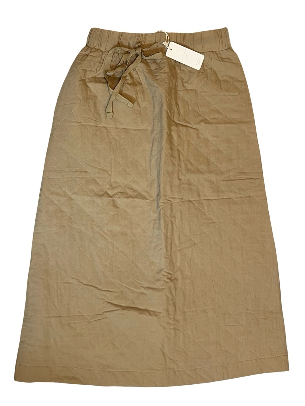 Grade & Gather Quilted Midi Skirt Tan Cotton Size Small NWT $104 - Picture 2 of 5